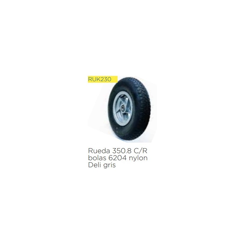 RUEDA 350.8 C/R BOLAS 6204 NYLON DELI GRIS